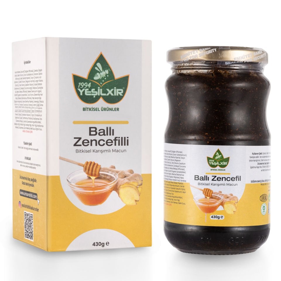 Yeşilixir Ballı Zencefilli Bitkisel Karışımlı Macun 430 Gr