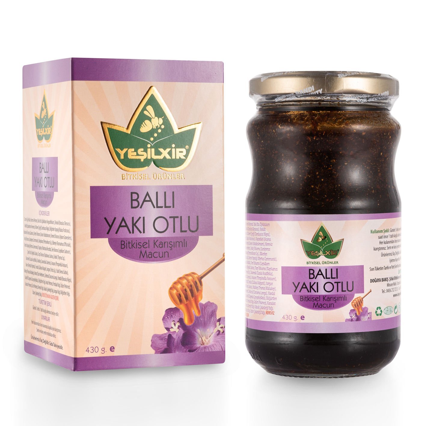 Yeşilixir Ballı Yakı Otlu Bitkisel Karışımlı Macun 430 Gr