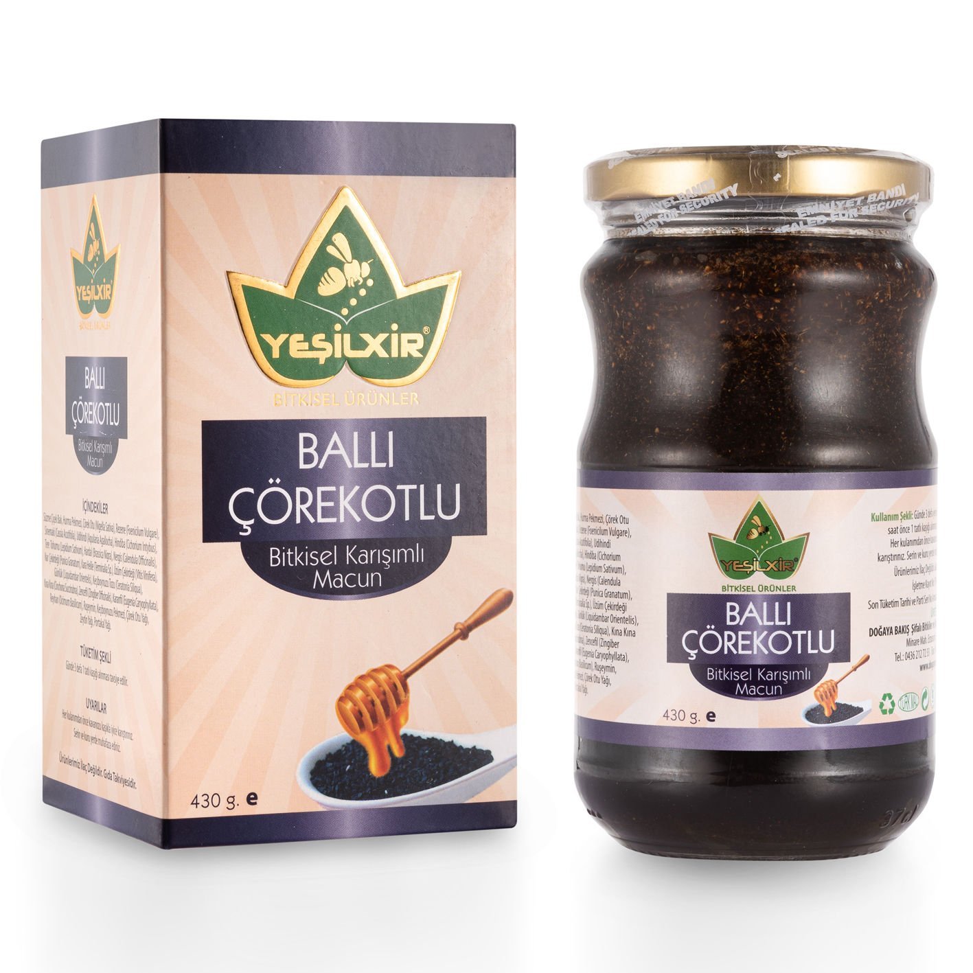 Yeşilixir Ballı Çörekotlu Bitkisel Karışımlı Macun 430 Gr