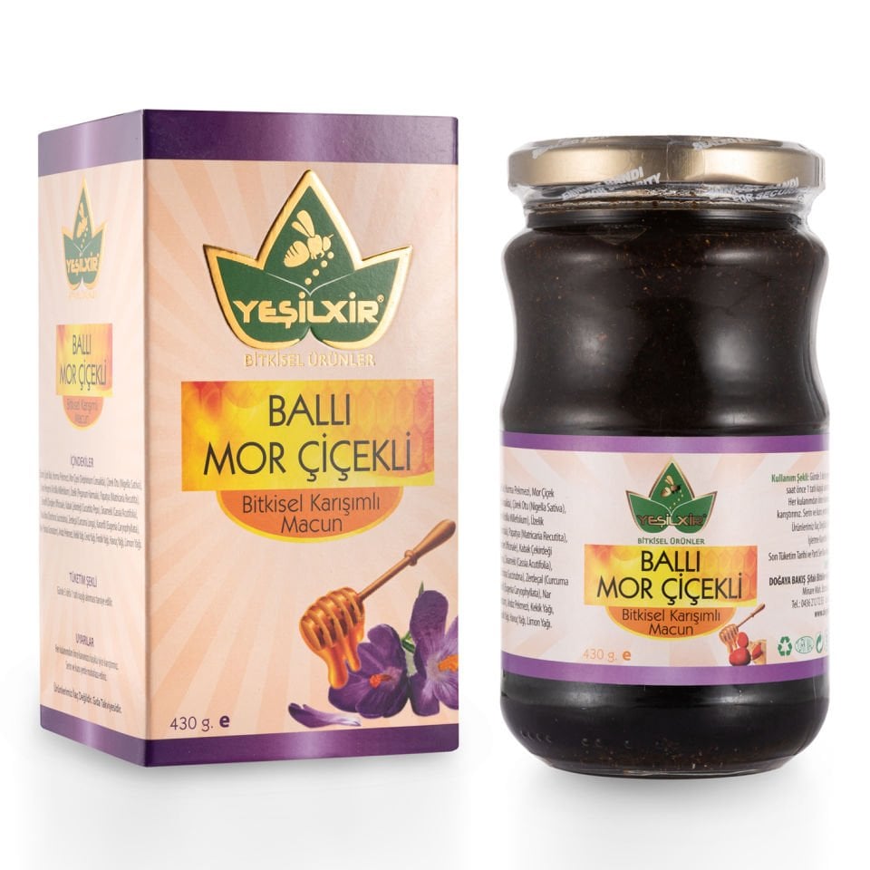 Yeşilixir Ballı Mor Çiçekli Bitkisel Karışımlı Macun 430 Gr