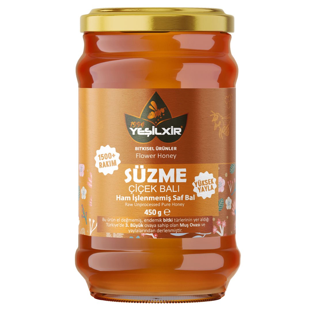 Yeşilixir Süzme Çiçek Balı 450 gr (Yeni Sezon)