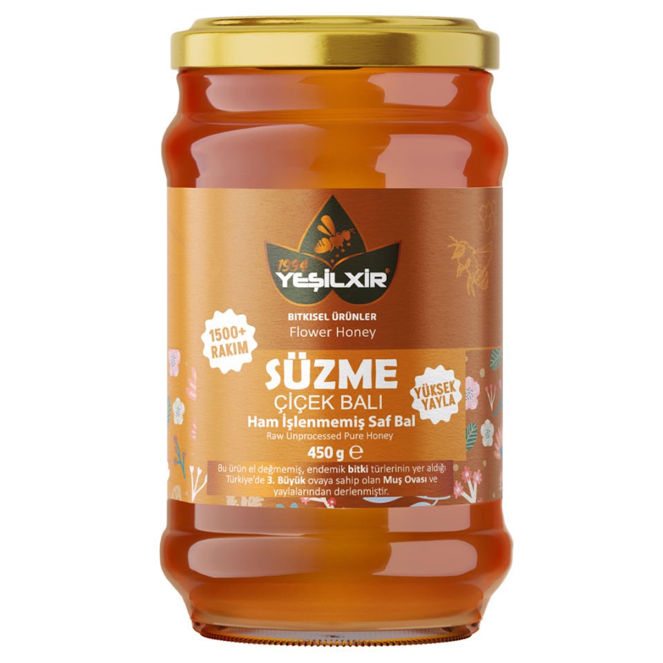 Yeşilixir Süzme Çiçek Balı 450 gr (Yeni Sezon)
