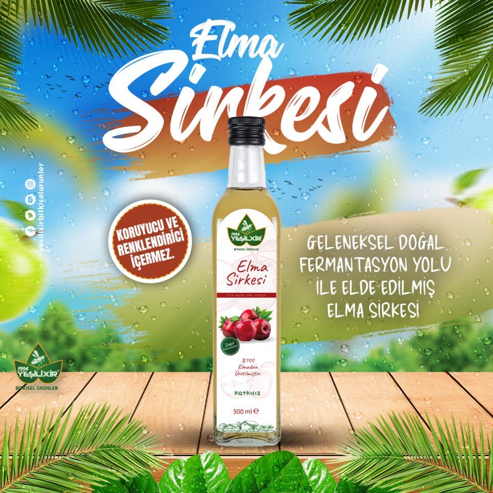 Yeşilixir Elma Sirkesi 500 Ml Katkısız