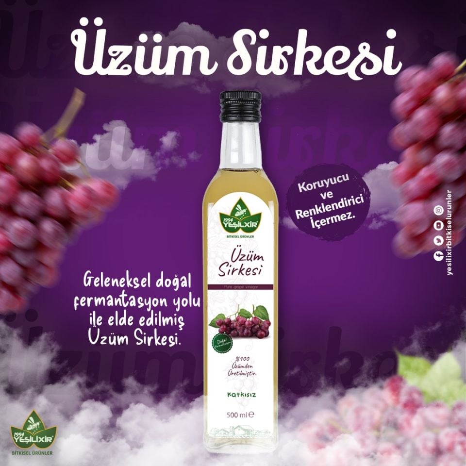 Yeşilixir Üzüm Sirkesi 500 Ml Katkısız
