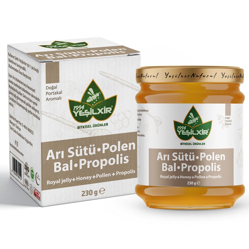 Yeşilixir Arı Sütü Polen Bal Propolis Karışımı 230 Gr